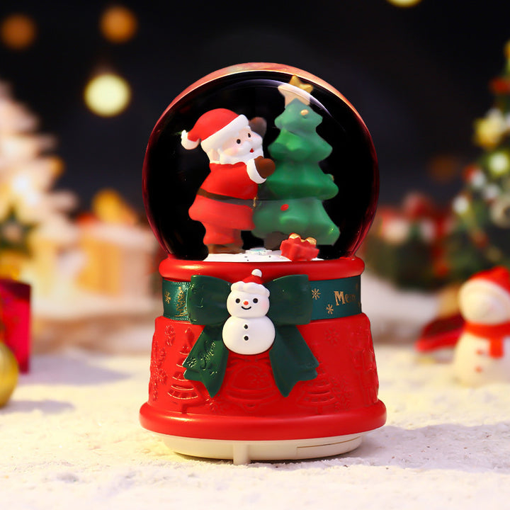 Christmas music box with glass ball and light effects