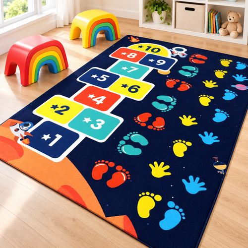 Educational Alphabet Playroom Rug with Non-Slip Backing and Soft Plush Surface Bowlift