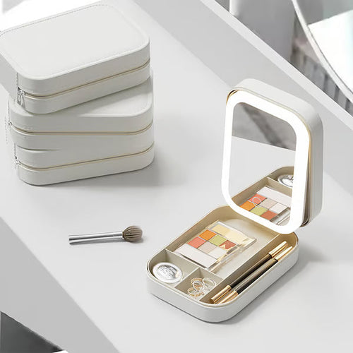 BowLift | Portable Makeup Organizer — Compact LED Mirror with Adjustable Lighting