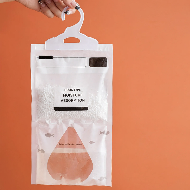 Hanging dehumidification bag with calcium chloride