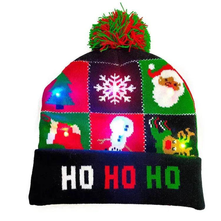 BowLift | LED Christmas Hat Sweater Knitted Beanie Christmas Light Up Knitted Hat Christmas Gift  Kids Xmas New Year Decorations