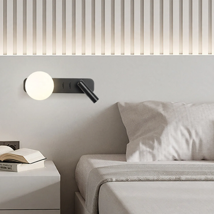 Wall lamp with two light sources for the bedroom