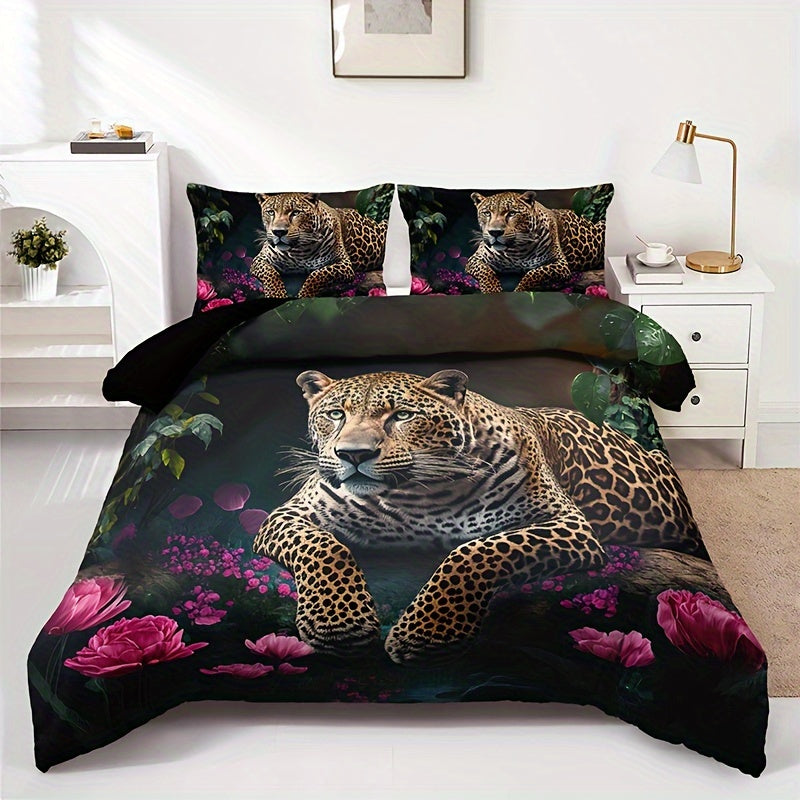 BowLift | Luxurious Animal Print Bedding Set with Rose Pattern - 3-piece
