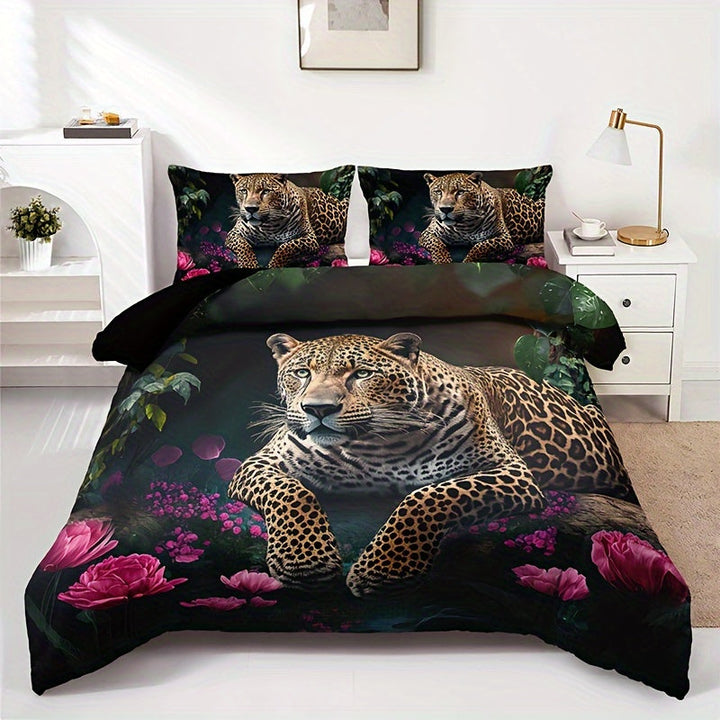 FierceFloral Bedset – Luxury Animal Print and Flowers Bowlift