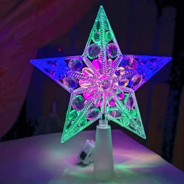 Illuminated Christmas tree topper star with lighting effects