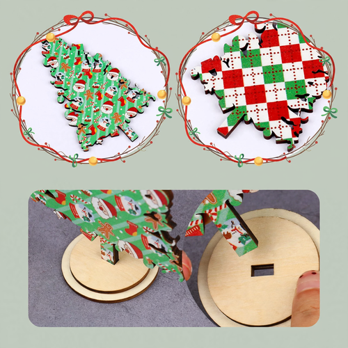Wood Christmas tree table decoration, different heights