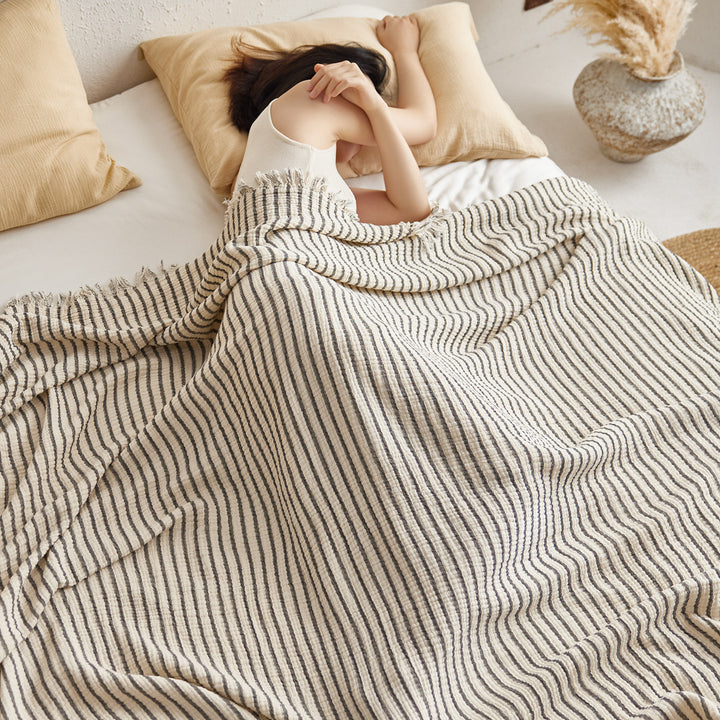 Cotton gauze blanket, checkered, for sofa and bed
