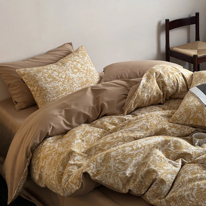 Cotton bedding set, 4-piece, geometric pattern