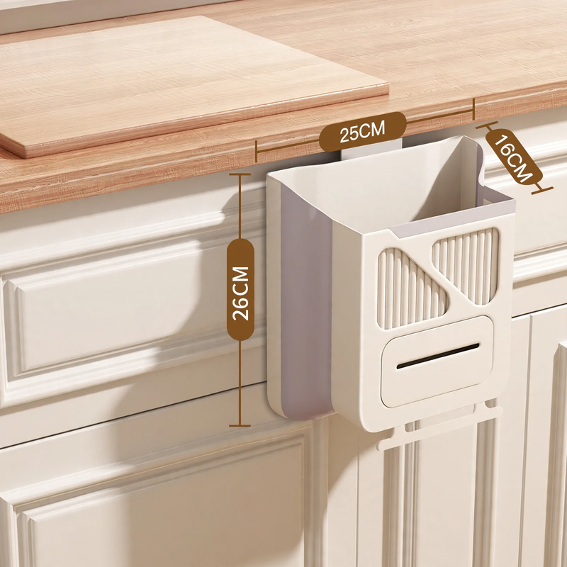 Wall-mounted trash can, plastic, foldable