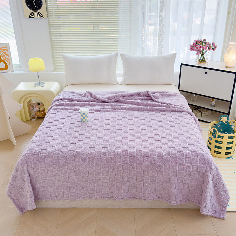 Stylish jacquard blanket with checkerboard pattern