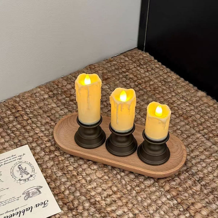 LED candle with drip effect in vintage style