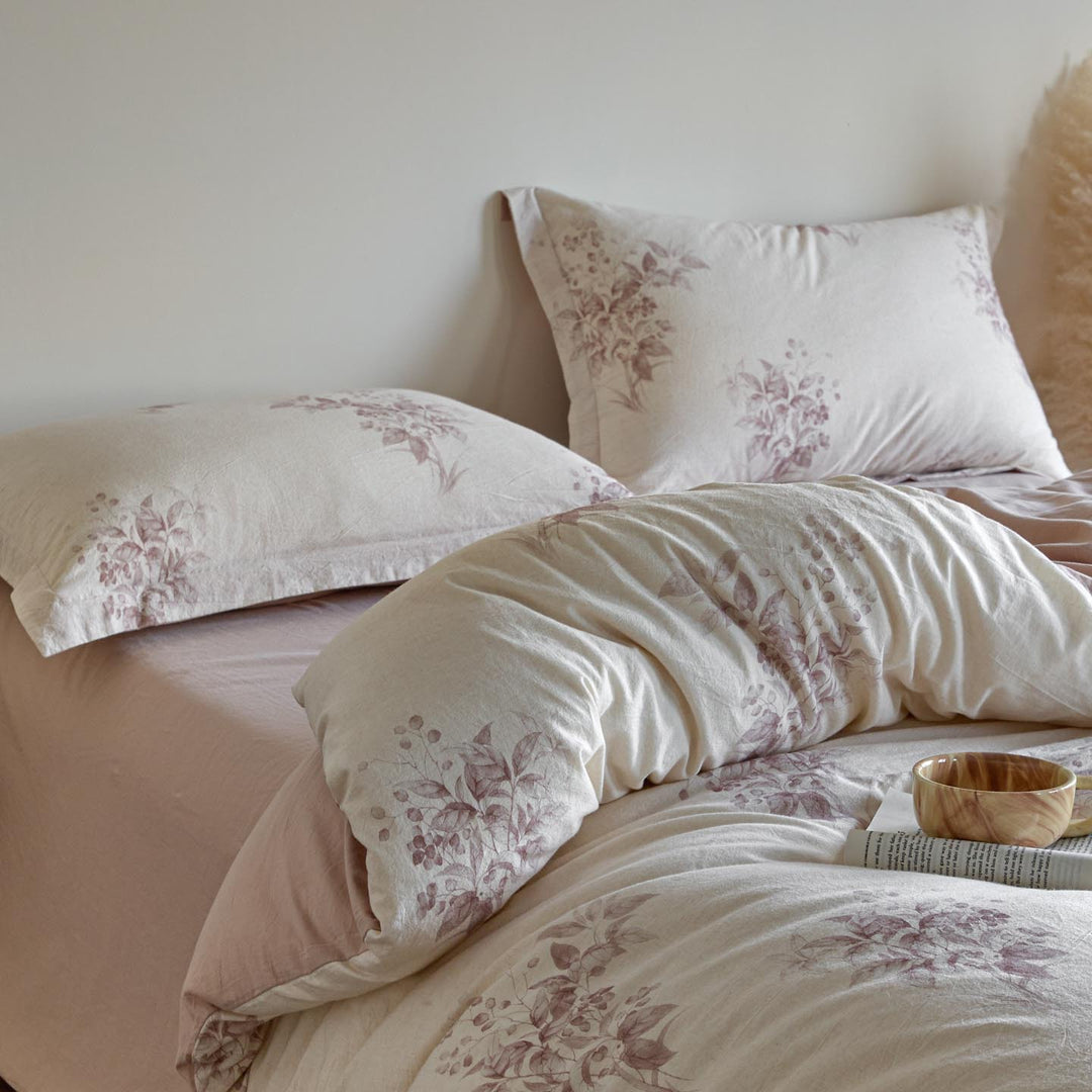 Cotton-linen bedding set, floral pattern