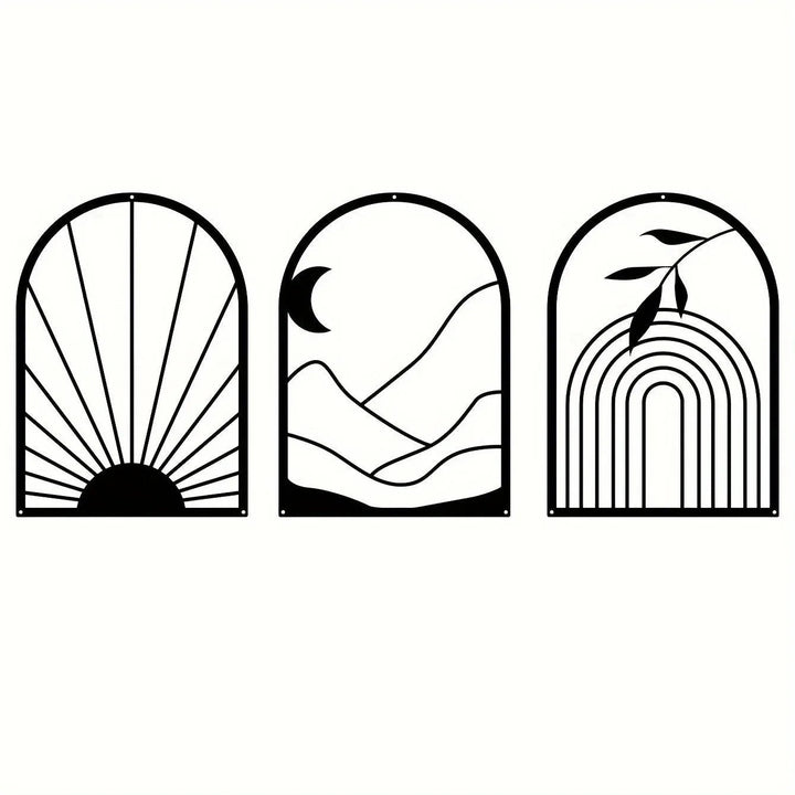 BowLift | Nordic Iron Line Wall Art – Antique Silhouette Metal Pendants