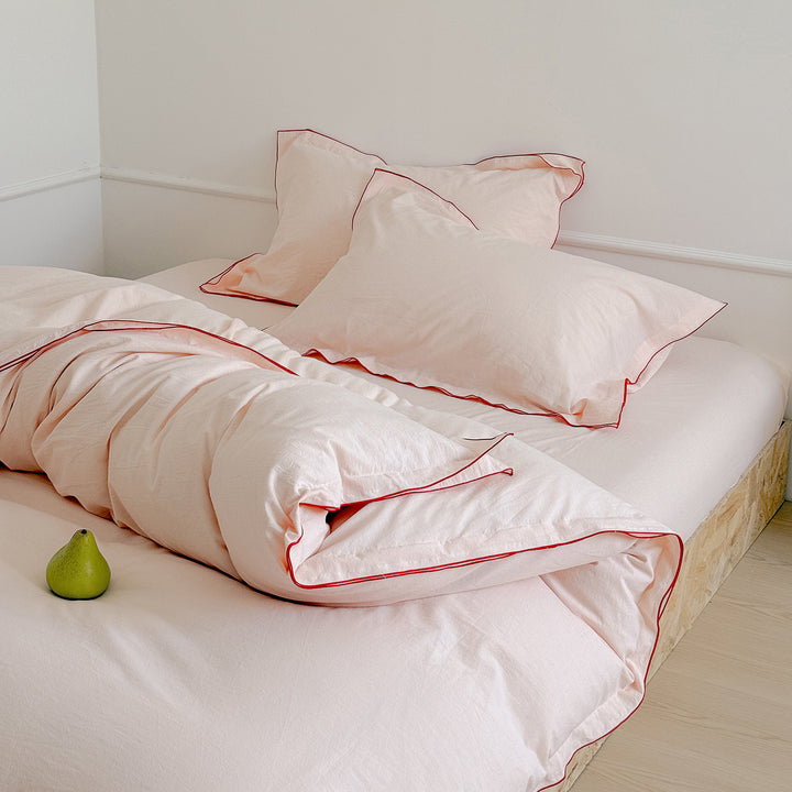 Cotton bedding 4-piece, Japanese style, contrast stitching