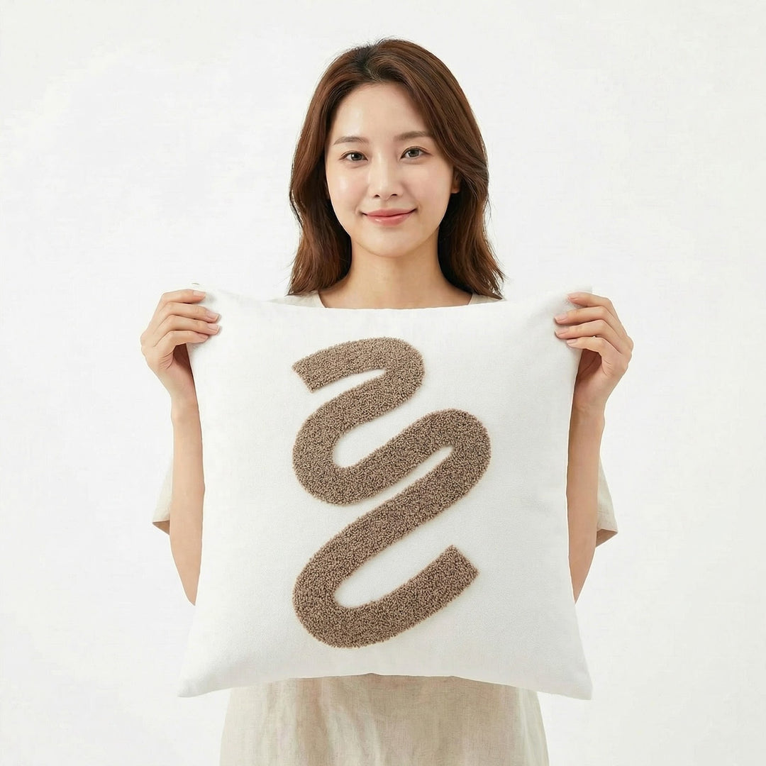 Cushion cover with wave pattern, cotton-linen, 45×45 cm
