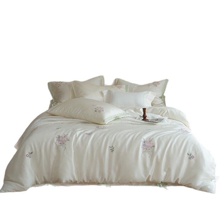 Lyocell bedding set with embroidery, 4 pieces, summer