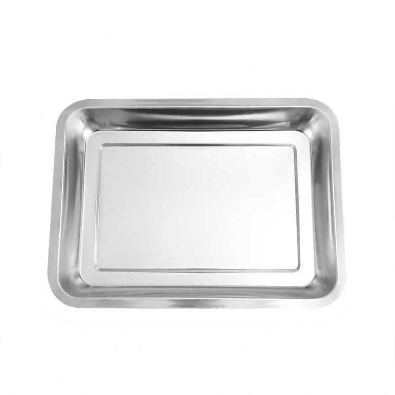 Stainless steel serving tray, square
