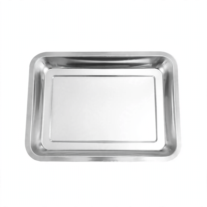 Stainless steel serving tray, square