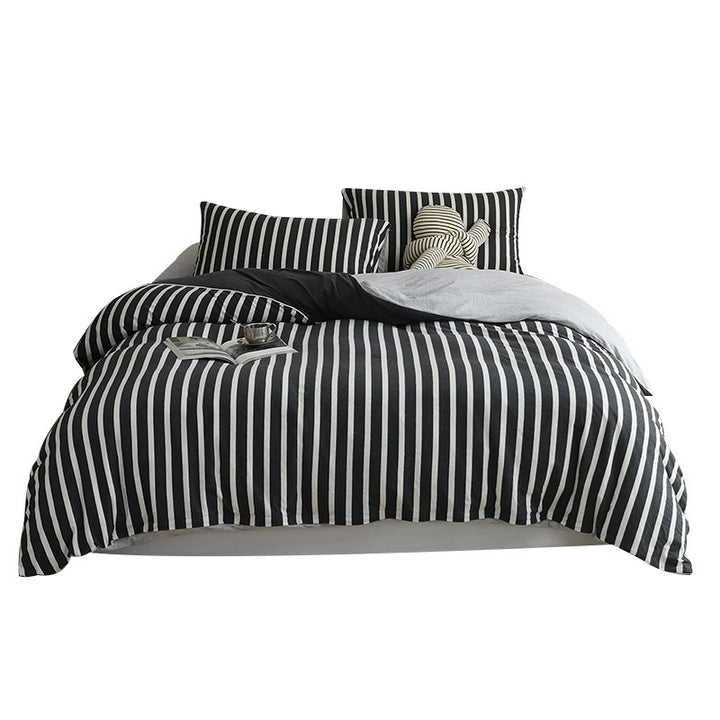 Bedding set made of cotton, striped pattern