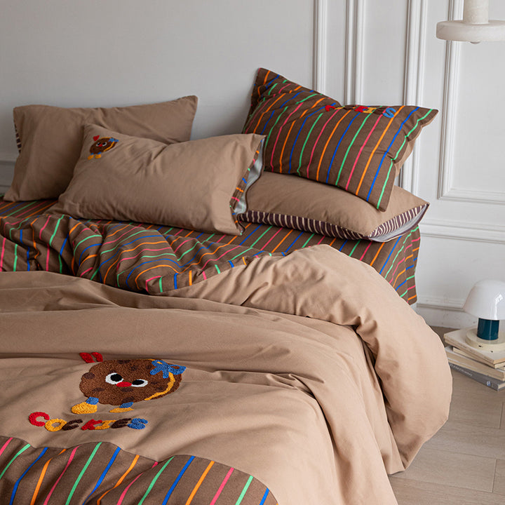 Cotton bedding set, cartoon pattern, 4-piece