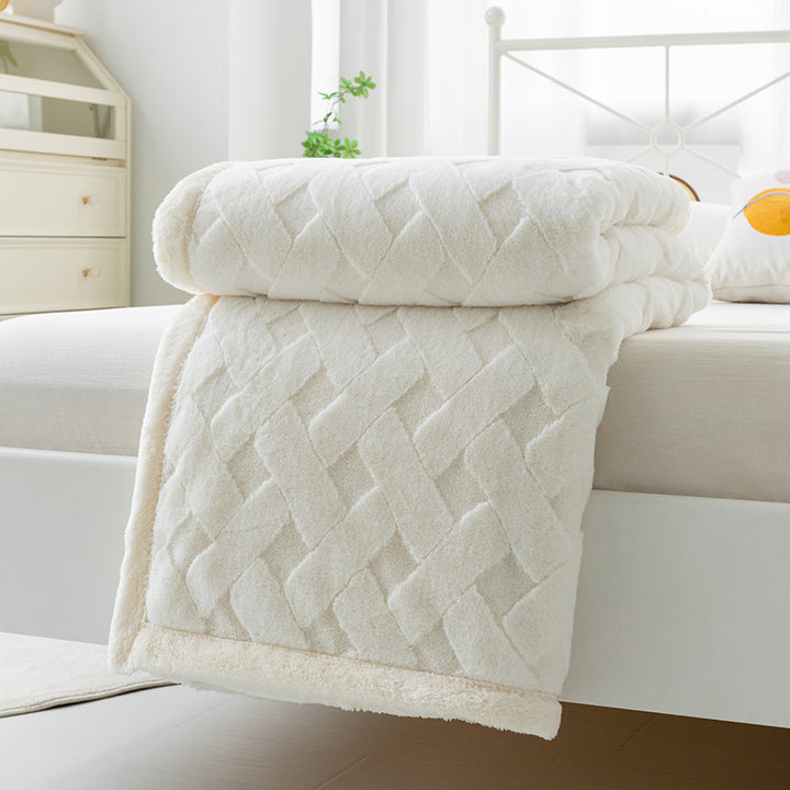 Soft coral fleece blanket, double-layered, for sofa and home