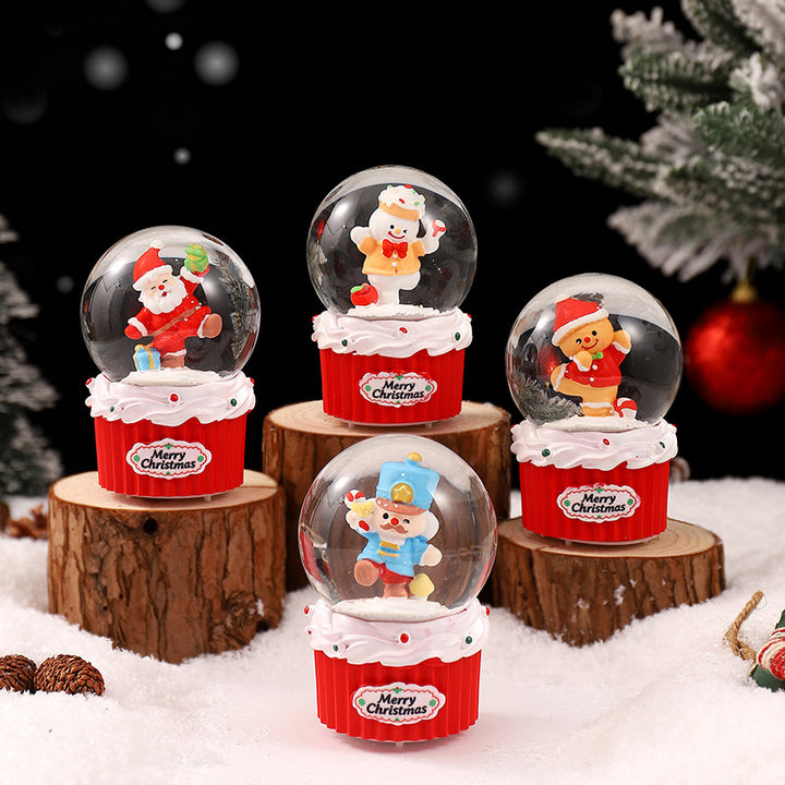 Glowing snow globe with Christmas motifs