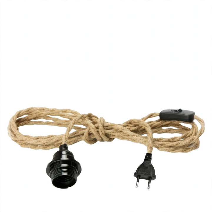 Industrial pendant light with hemp rope