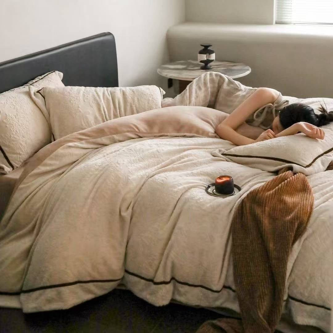 Milk fleece bedding set, 230g, with relief pattern