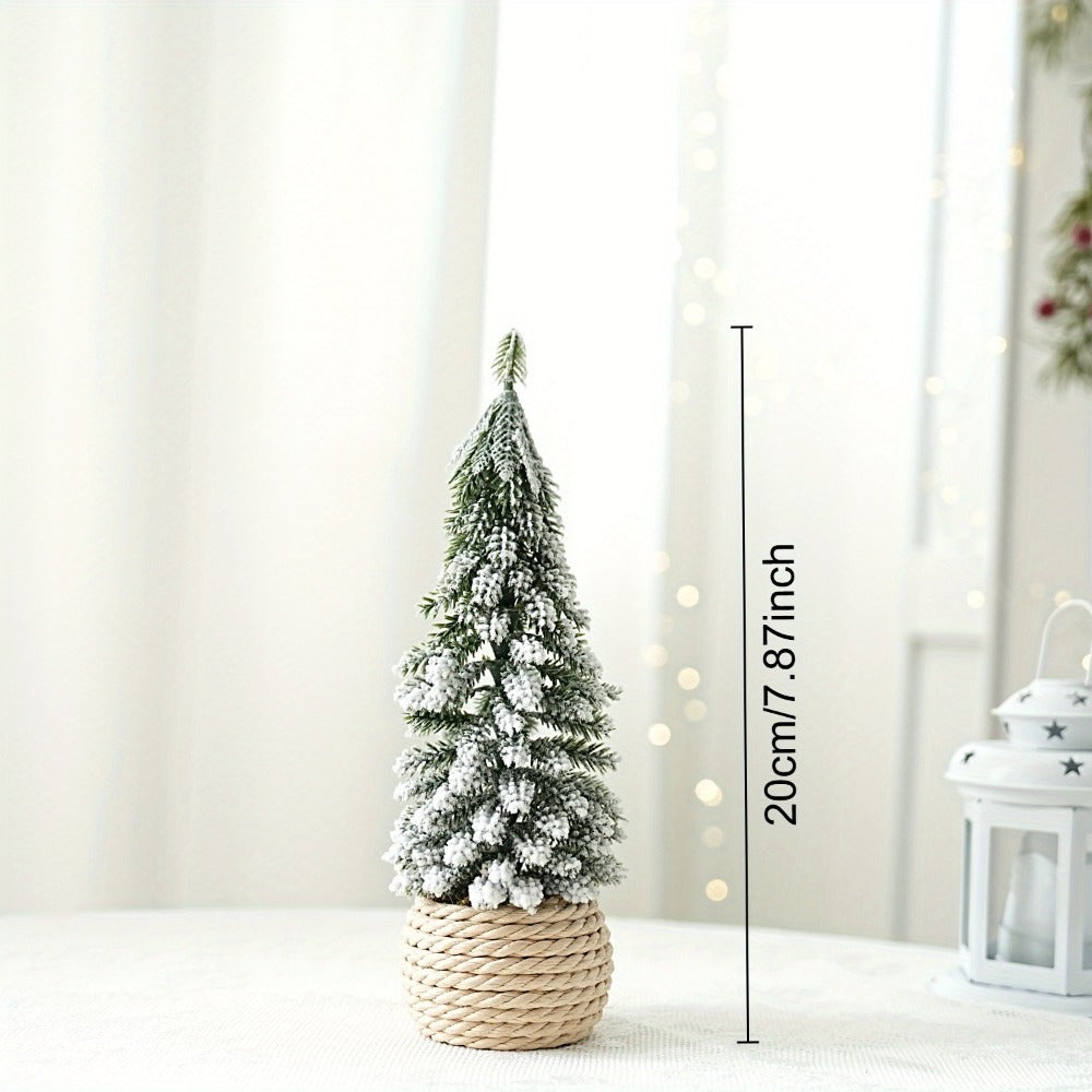 Mini Christmas tree with flocking, PE, table decoration