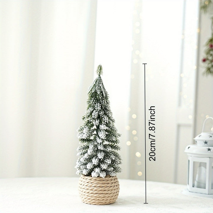 Mini Christmas tree with flocking, PE, table decoration