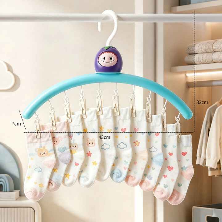 Cartoon clothes drying rack aubergine with clips