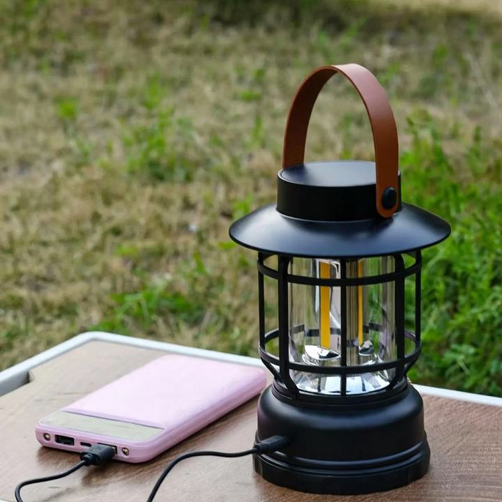 LED camping lamp with battery and emergency light function