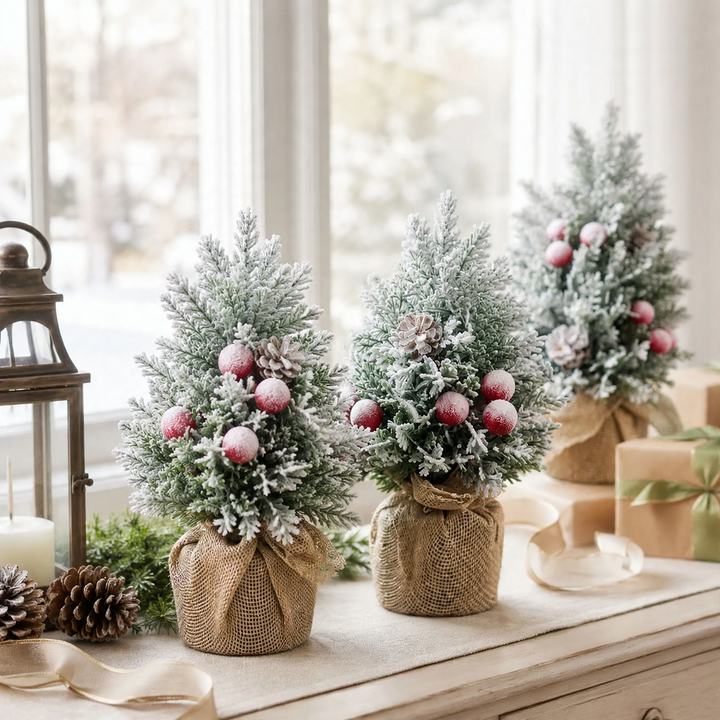 Mini Christmas tree with red berries