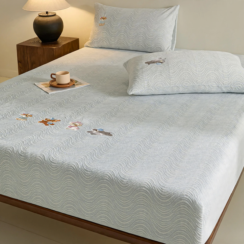 Milk fiber fitted sheet with elastic, winter