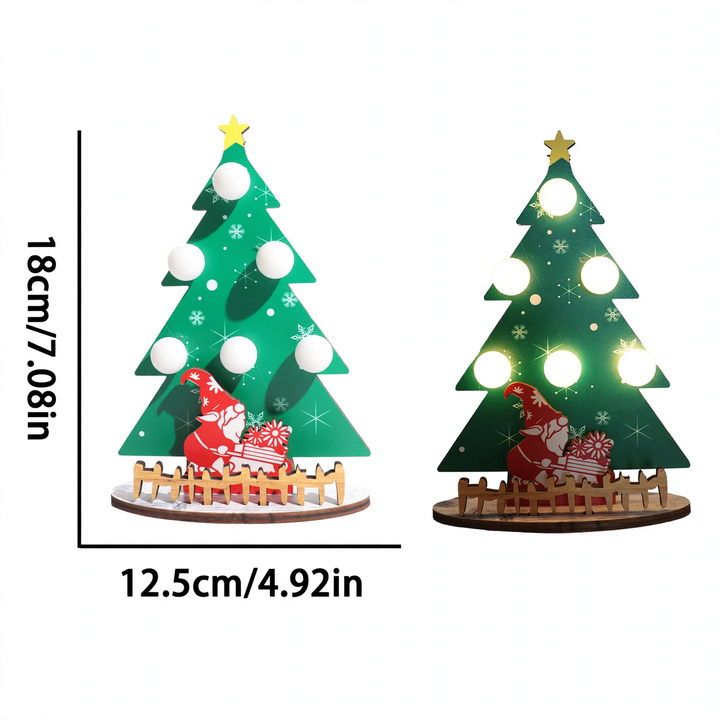 Decorative wooden Christmas tree table lamp with LED