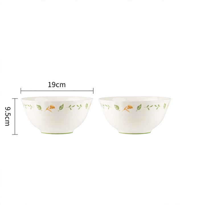 Ceramic dish set, floral pattern, Japanese style