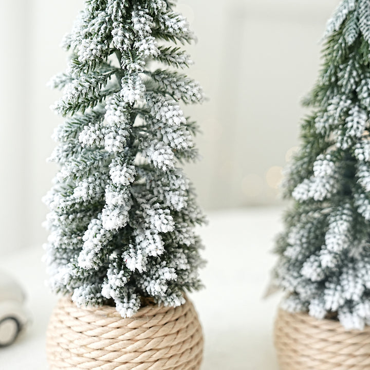 Mini Christmas tree with flocking, PE, table decoration