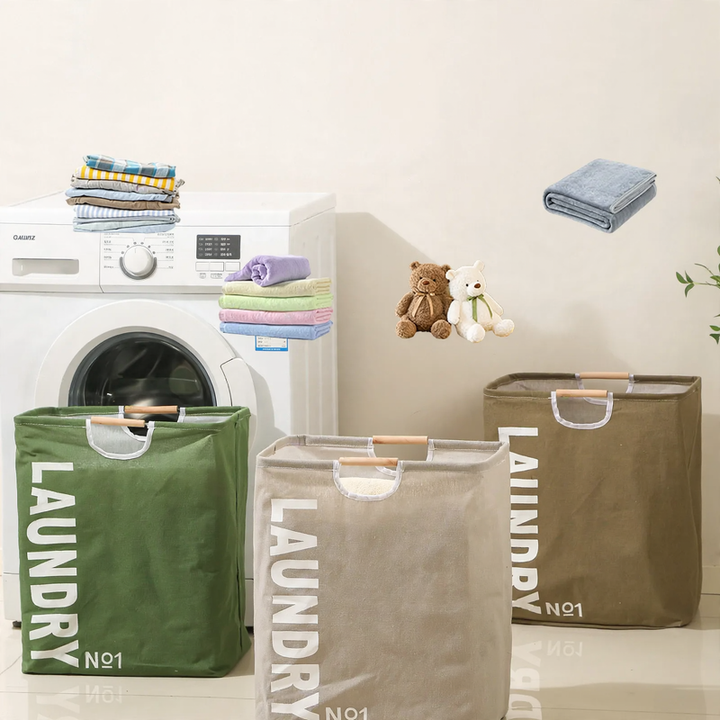 Laundry basket made of cotton and linen, foldable