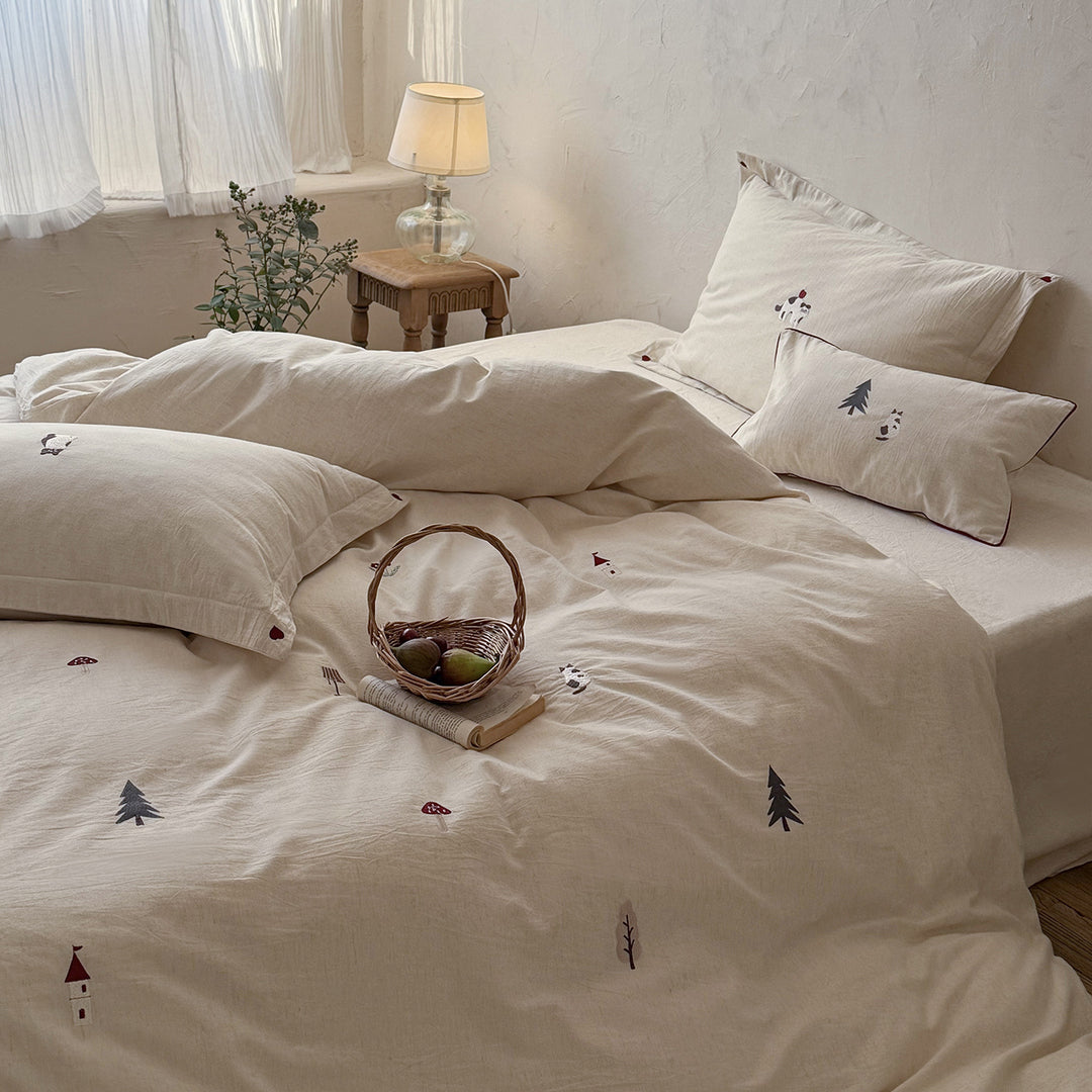 Bedding set made of cotton-linen blend