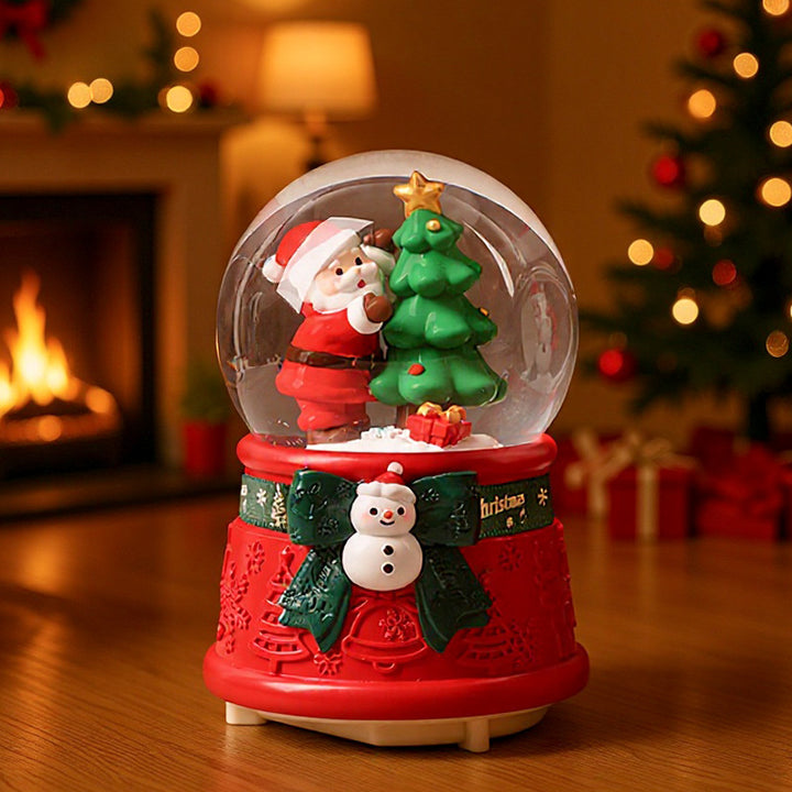 Christmas snow globe with music and light