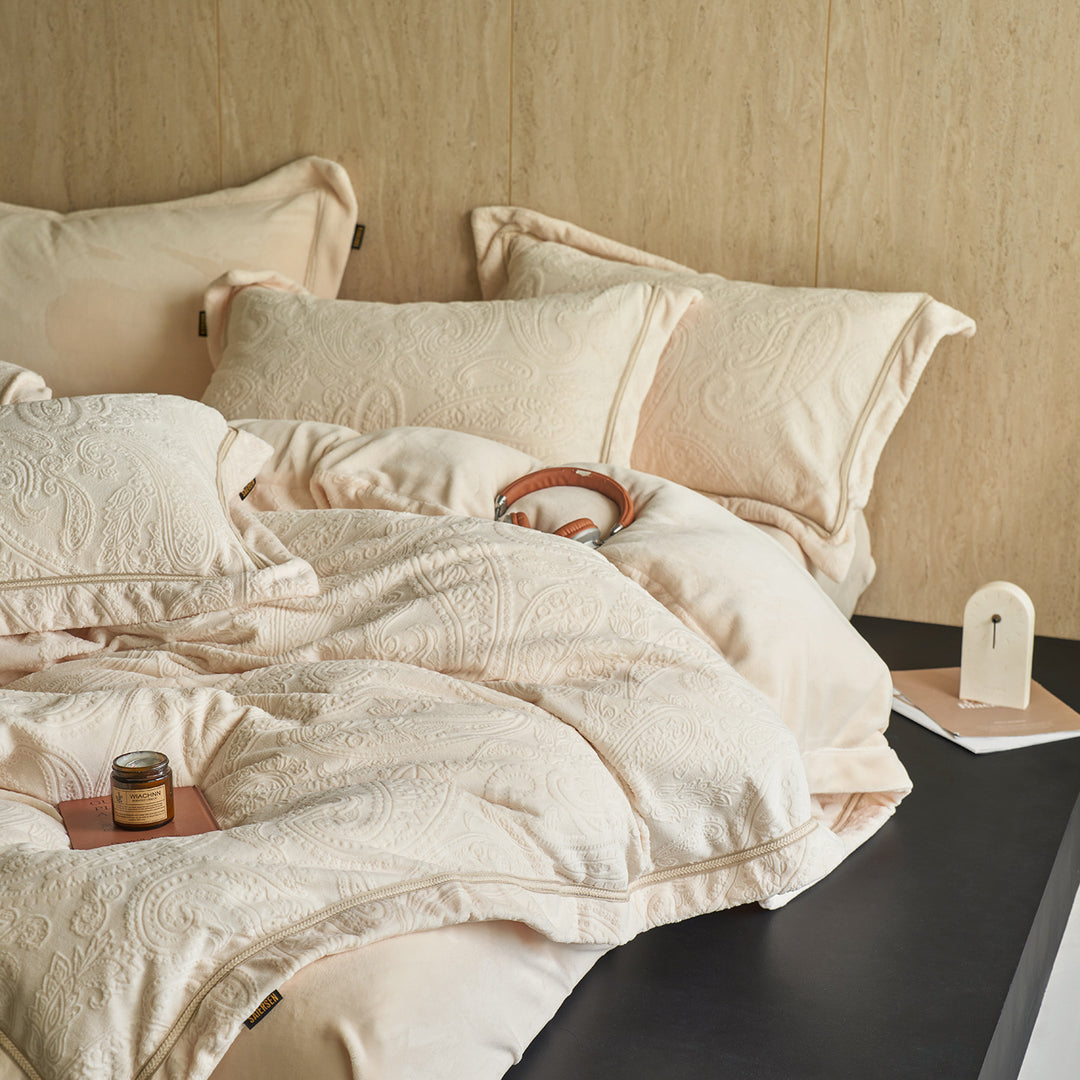 Milk fiber bedding set, 4-piece, embossed