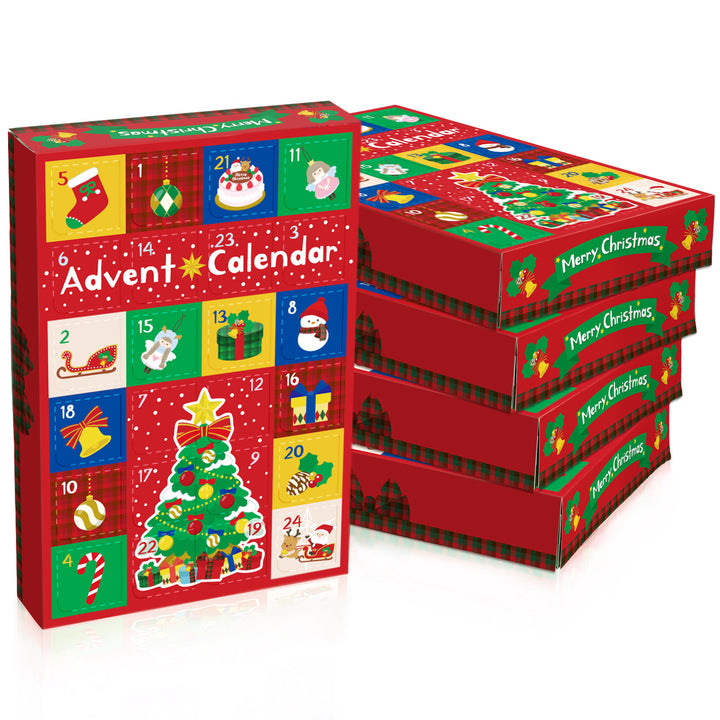 Christmas Advent Calendar Boxes, 24 compartments, set of 5