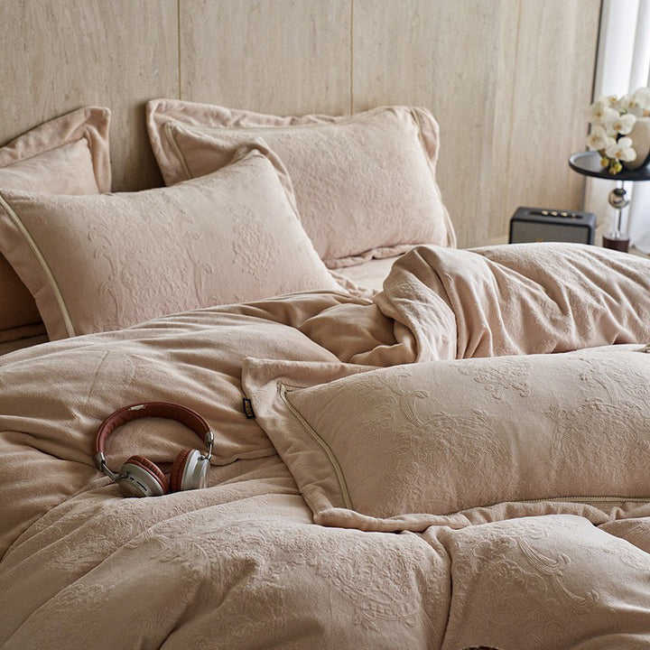 Milk fleece bedding set, 4-piece, winter warm