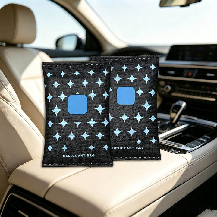 Reusable dehumidifying bag with color indicator