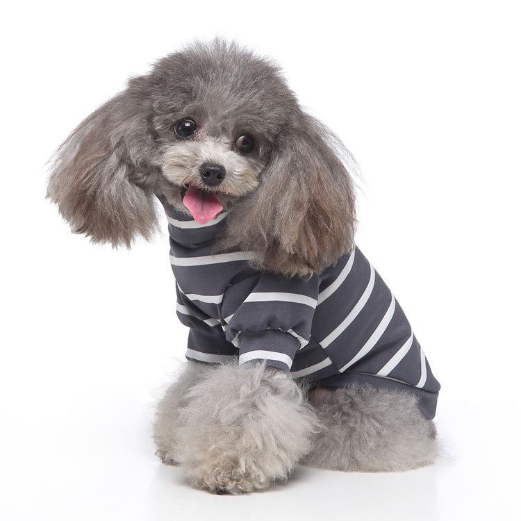 High-collar sweatshirt for dogs, stripes, polyester-cotton