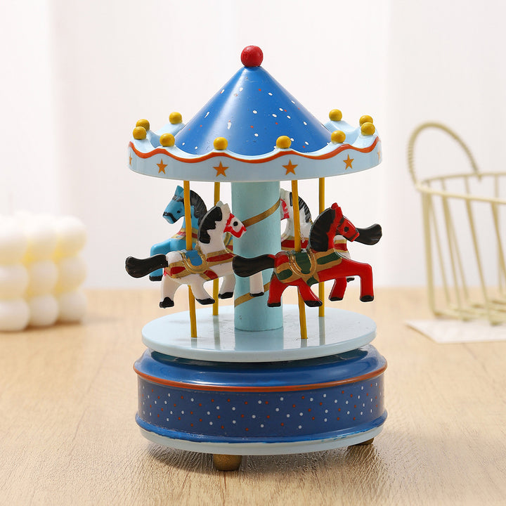 Christmas tree carousel music box made of wood