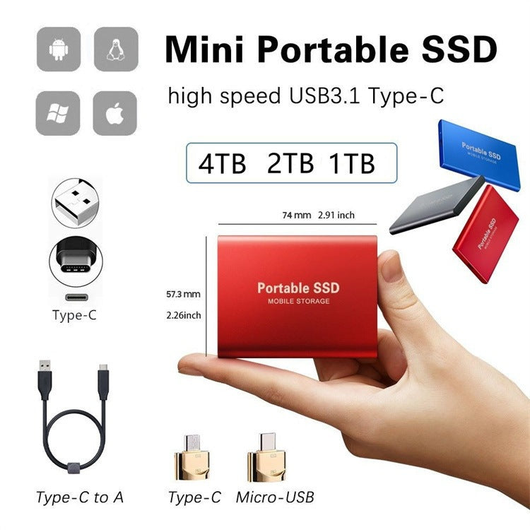 Mobile SSD, up to 128 TB, USB-C / USB 3.1