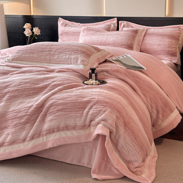 Milk fiber bedding set, 4-piece, geometric pattern