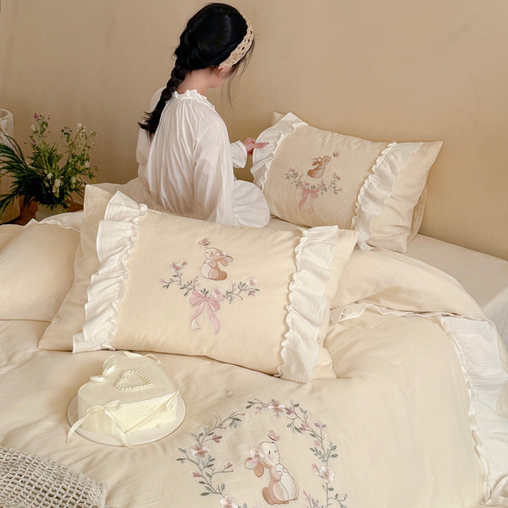 Cotton bedding set, double gauze with embroidery