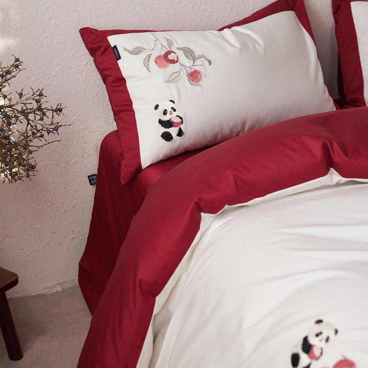 Cotton bedding set, 4-piece, embroidered